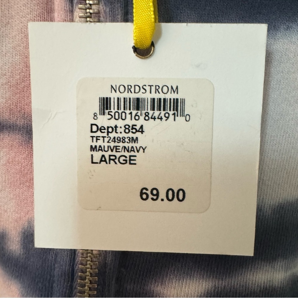 NWT OLI VIV Corey Tie Dye Quarter Zip Crop Hoodie Mauve Navy Cotton Loungewear L - Picture 4 of 16